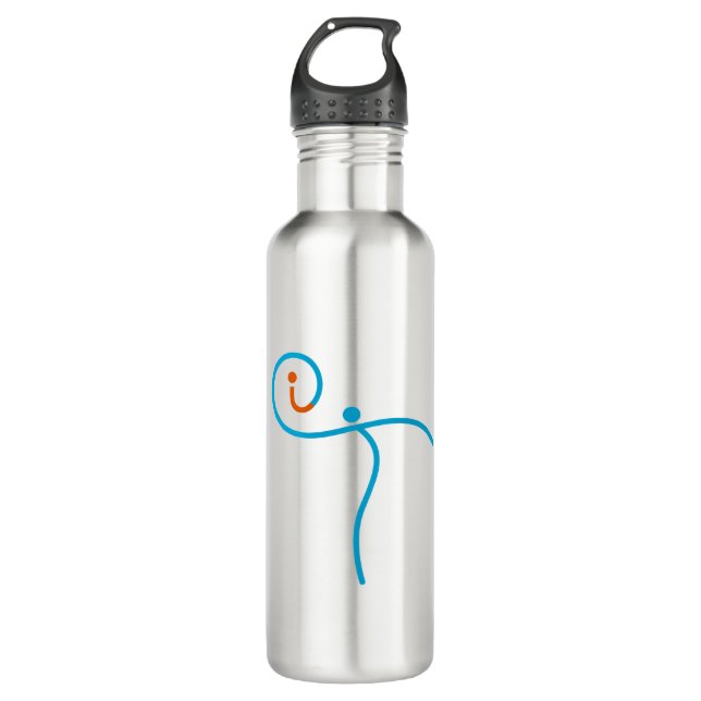 it-Logo 01, Cyan/Red Edelstahlflasche (Vorderseite)