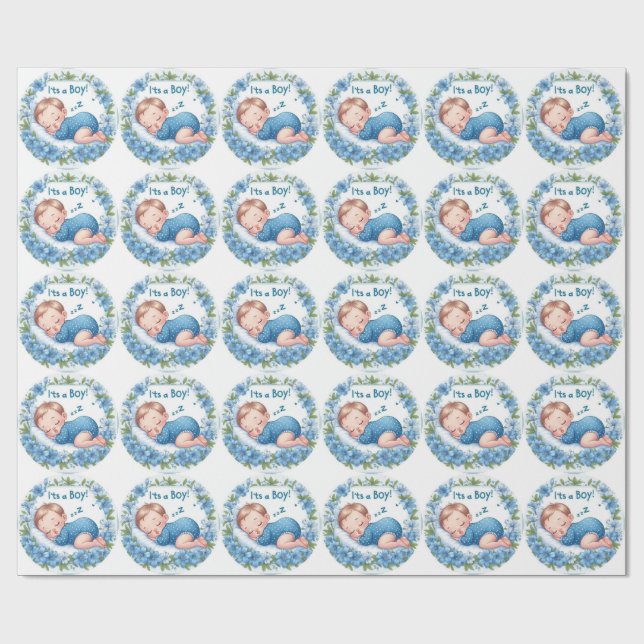 It’s a Boy Baby Shower Sticker Geschenkpapier (Flach)