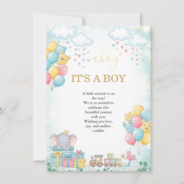 It’s a Boy Cute Baby Shower Invitation Card Einladung (Vorderseite)