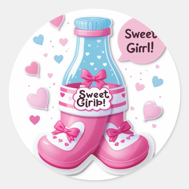 It’s a Girl!" (Gender Specific – Girl) Runder Aufkleber (Vorderseite)