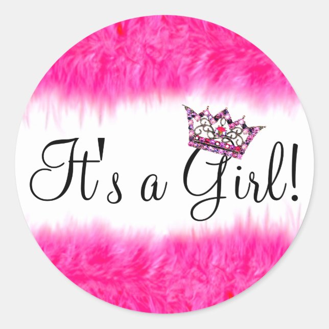  “It’s a Girl!” Tiara Baby  Runder Aufkleber (Vorderseite)