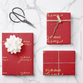 It’s All About Jesus – Red & Gold Christmas  Geschenkpapier Set
