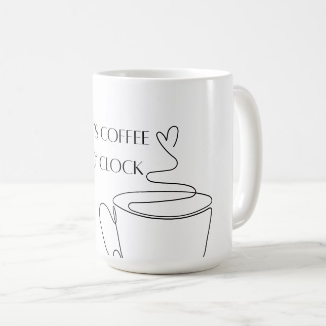 It’s coffee O’clock mug minimal line art cup desig Kaffeetasse (VorderseiteRechts)