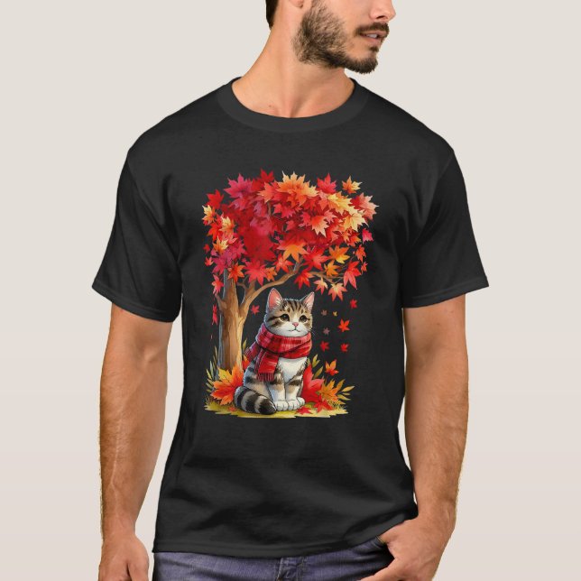 It s Fall Y all Cat Leaf Fall Tree Hello Autumn Th T-Shirt (Vorderseite)