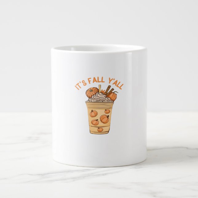 It’s Fall Y’all Cool Retro Jumbo-Tasse (Vorderseite)