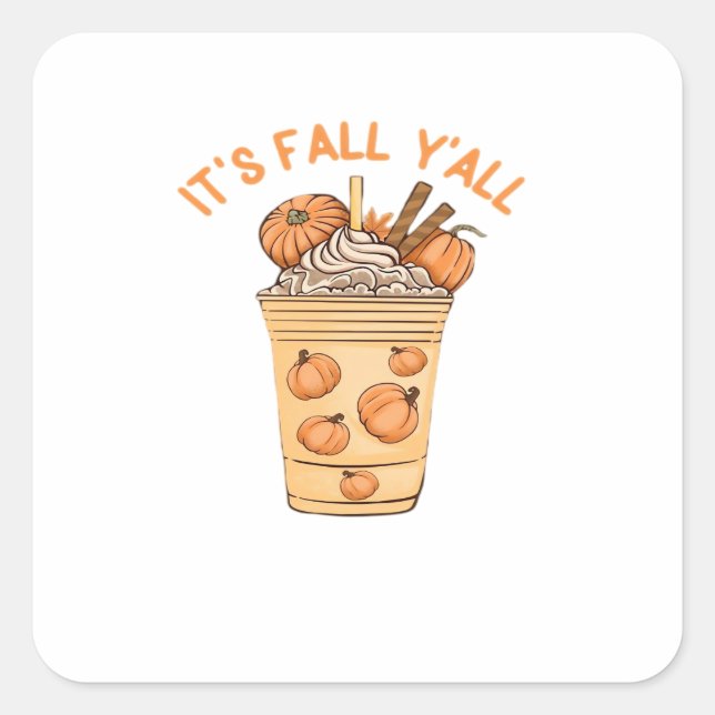 It’s Fall Y’all Cool Retro Quadratischer Aufkleber (Vorderseite)
