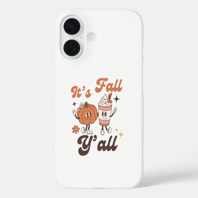 It’s Fall Y’all – Cute Kawaii Pumpkin Spice Latte iPhone 16 Hülle (Rückseite)