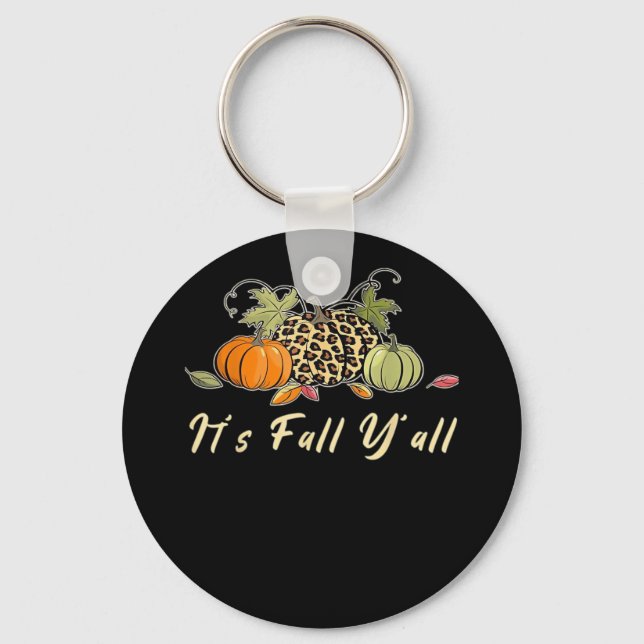 It’s Fall Y’all Happy Autumn Leopard Schlüsselanhänger (Vorderseite)