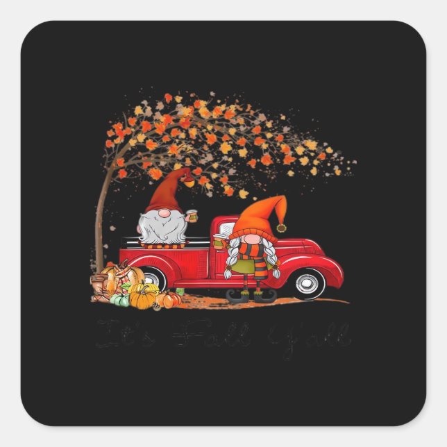 It’s Fall Y’all Pumpkin Halloween Quadratischer Aufkleber (Vorderseite)