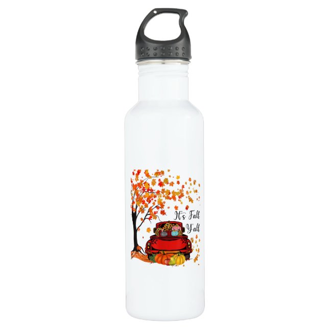 It’s Fall Y’all Pumpkin Leopard Fall Season Autumn Edelstahlflasche (Vorderseite)