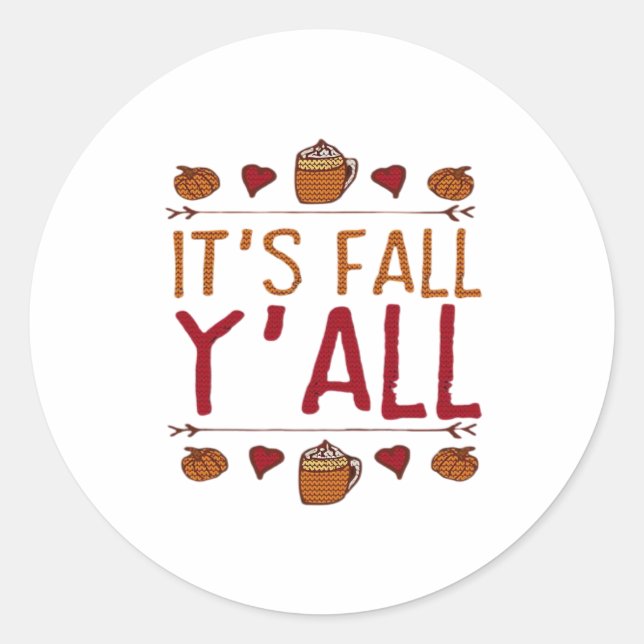 It’s Fall Y’all Sweater Thanksgiving Day Runder Aufkleber (Vorderseite)