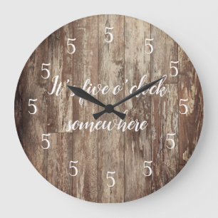 It’s Five O’clock Somewhere Shiplap Large Clock Große Wanduhr