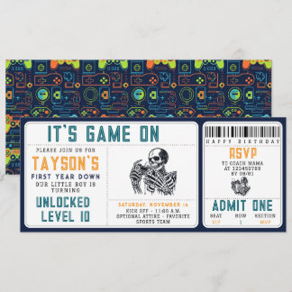 It’s Game On Skull – Video Game Birthday Party Einladung