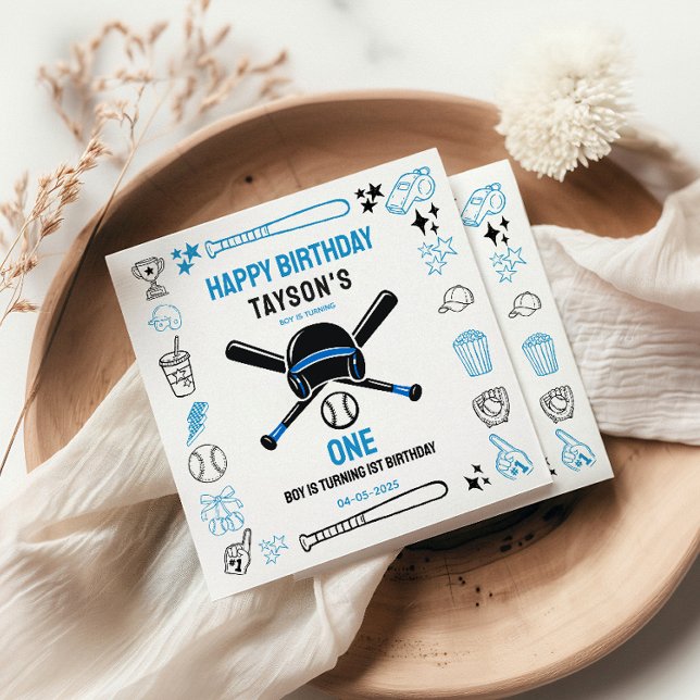 It’s Game Time Baseball 1st Birthday – Fun Kids  Serviette (It’s Game Time Baseball 1st Birthday – Fun Kids Napkins
)