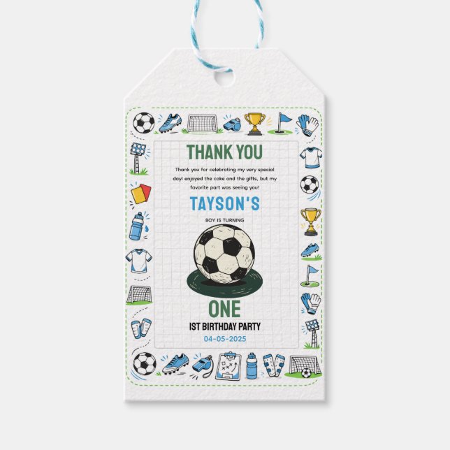 It’s Game Time Soccer 1st Birthday Geschenkanhänger (Vorderseite)