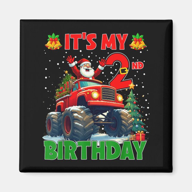 It’s My 2nd Birthday Xmas Santa Monster Truck Chri Magnet (Vorne)