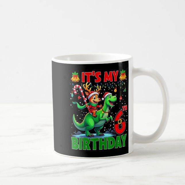 It’s My 6th Birthday Xmas Reindeer Riding Dinosaur Kaffeetasse (Rechts)