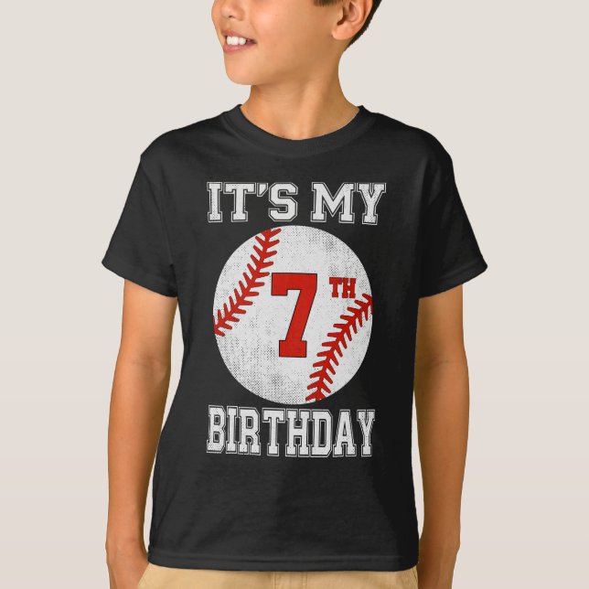 It’s My 7th Birthday Baseball Design T-Shirt (Vorderseite)