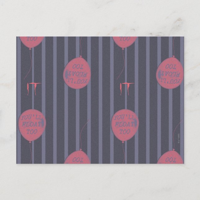 IT - Sie schwimmen zu ballon Streifenmuster Postkarte (Vorderseite)