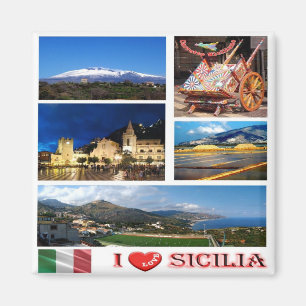 IT - Sizilien - I Liebe - Collage Mosaic Magnet