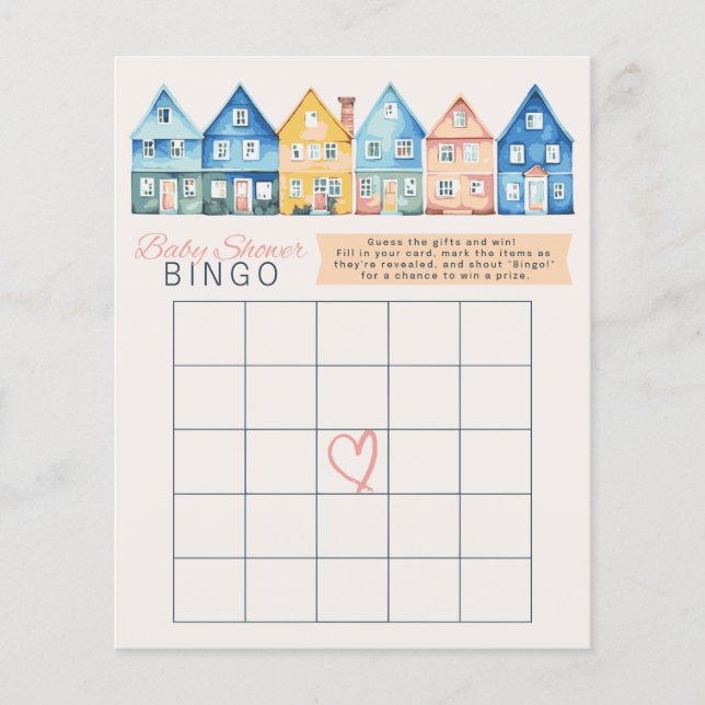"It take a Village" Baby Dusche Bingo Spiel (Vorderseite)