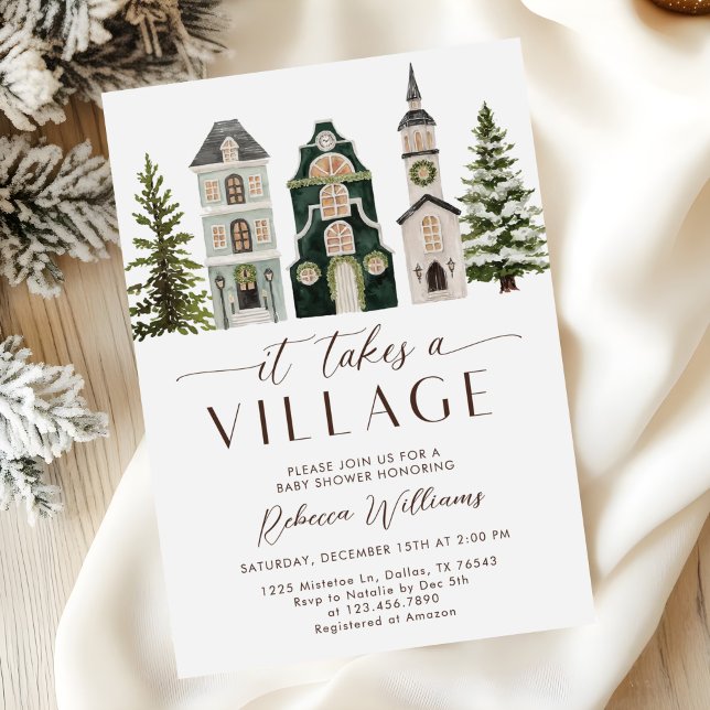 It Takes a Village Christmas Baby Shower Einladung (Von Creator hochgeladen)