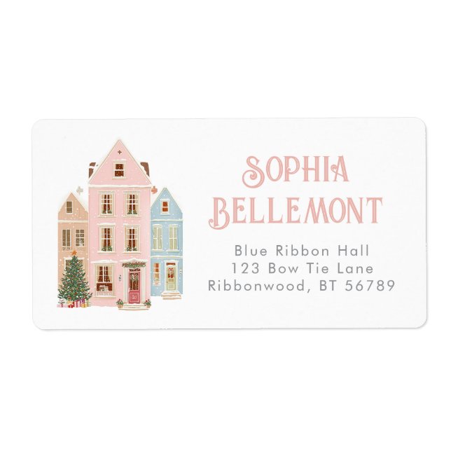 It takes a village Christmas houses Pink Whimsical (Vorne)
