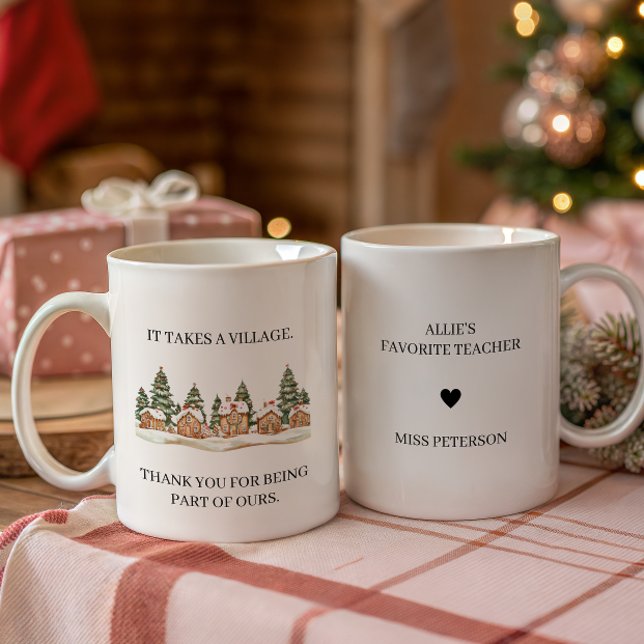 It Takes a Village Teacher Appreciation Christmas Kaffeetasse (It takes a Village Teacher Christmas Gift)