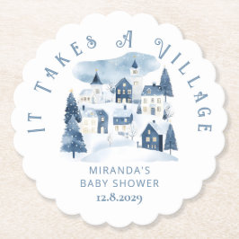 It takes a Village Winter Night Snow Baby Shower Untersetzer