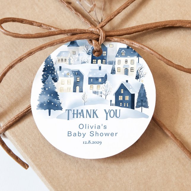It takes a Village Winter Night Snow Thank you Geschenkanhänger (Von Creator hochgeladen)