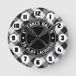 It Takes Balls To Play Lacrosse Round Clock Runde Wanduhr