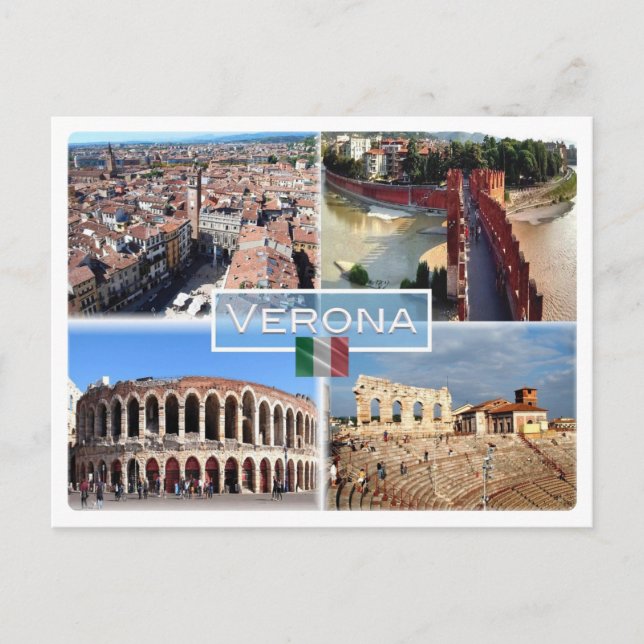 IT Verona - Arena Interne - Castelvecchio Bridg Postkarte (Vorderseite)
