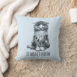 It Wasn't Meow Cute Fluffy Kitten Light Blue Kissen