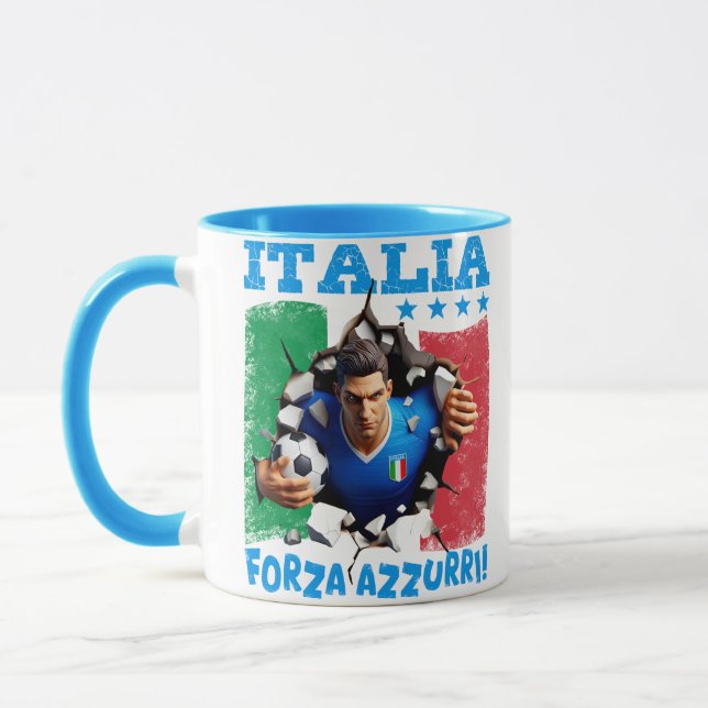 Italia 3D Forza Azzurri Fußball Tasse (Links)