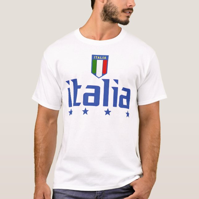 Italia 4 Stelle (4 Sterne) Fußball T-Shirt (Vorderseite)