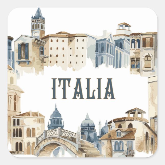 Italia Architecture Quadratischer Aufkleber (Vorderseite)