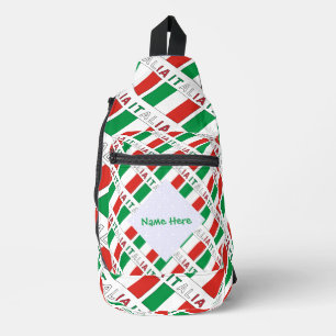 Italia Bandiera Italiana Tiled Green Personalisier Crossbody Bag