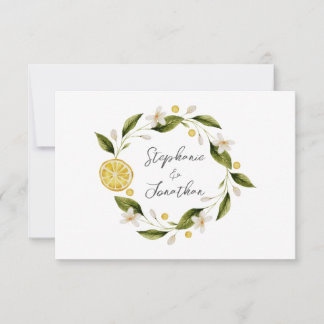 Italia Blue Watercolor Lemon RSVP Card Karte