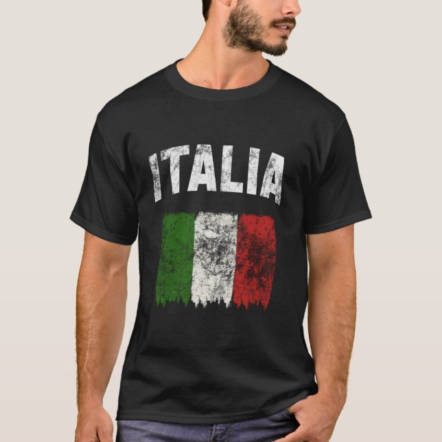 Italia Distressed Italian Flag T-Shirt (Vorderseite)