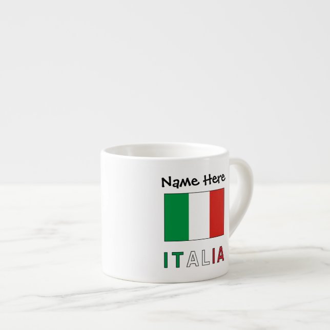 Italia e Bandiera Italiana con il Tuo Nome Espressotasse (Vorderseite Rechts)