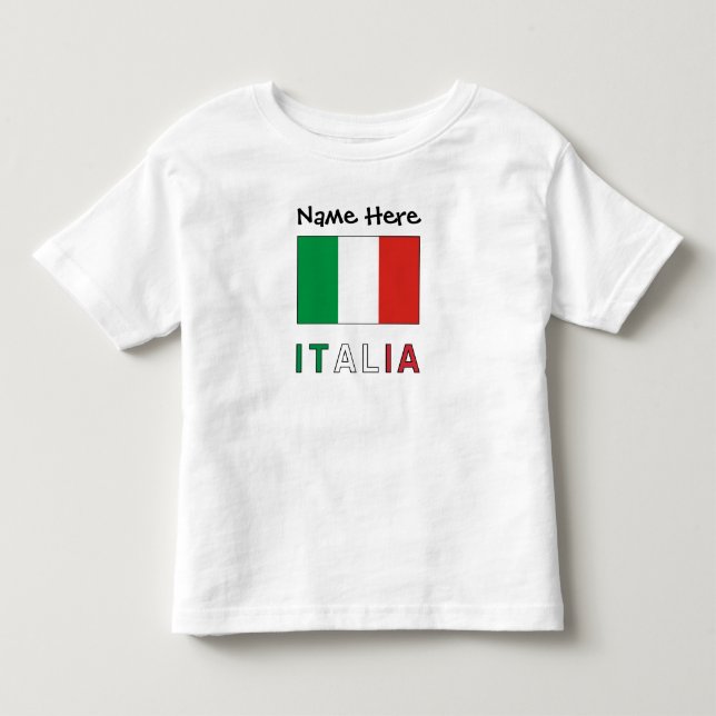 Italia e Bandiera Italiana con il Tuo Nome Kleinkind T-shirt (Vorderseite)