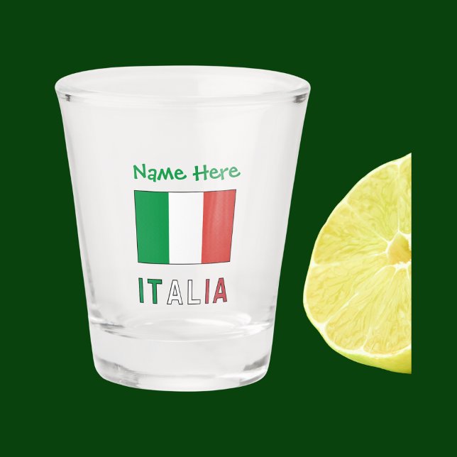 Italia e Bandiera Italiana con il Tuo Nome Schnapsglas (Von Creator hochgeladen)