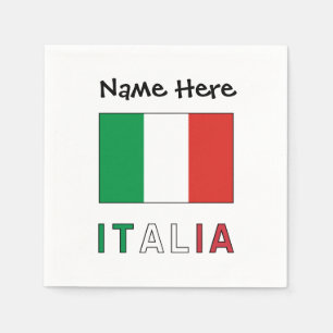 Italia e Bandiera Italiana con il Tuo Nome Serviette