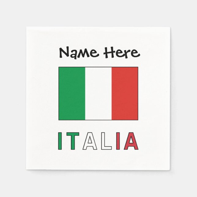 Italia e Bandiera Italiana con il Tuo Nome Serviette (Vorderseite)