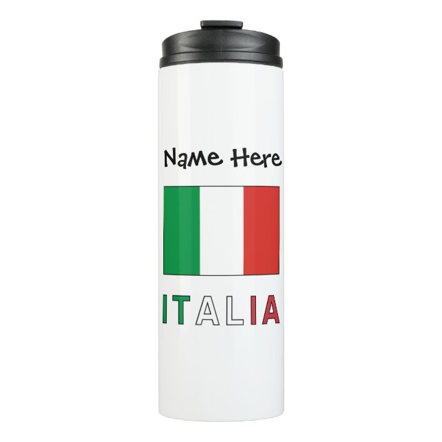 Italia e Bandiera Italiana con il Tuo Nome Thermosbecher (Vorderseite)