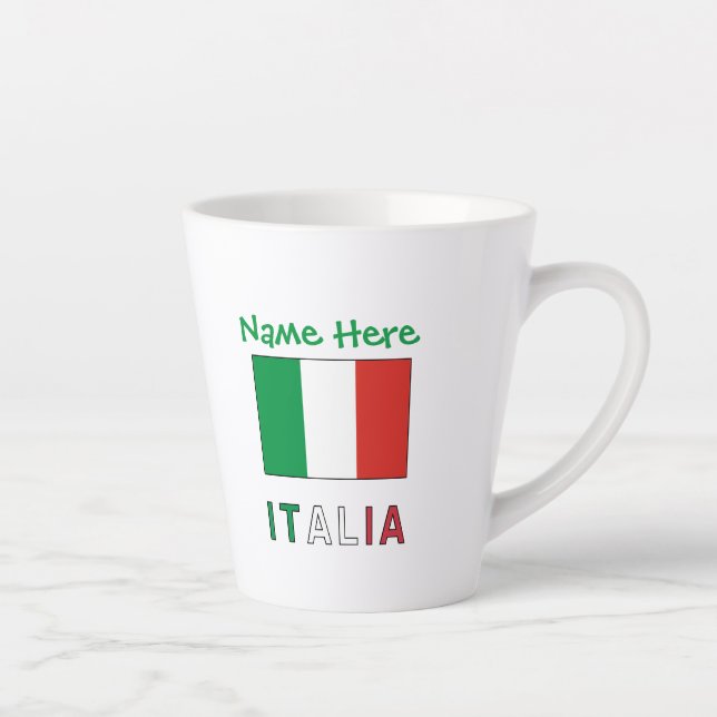 Italia e Bandiera Italiana Grüne Personalisierung Milchtasse (Rechts)