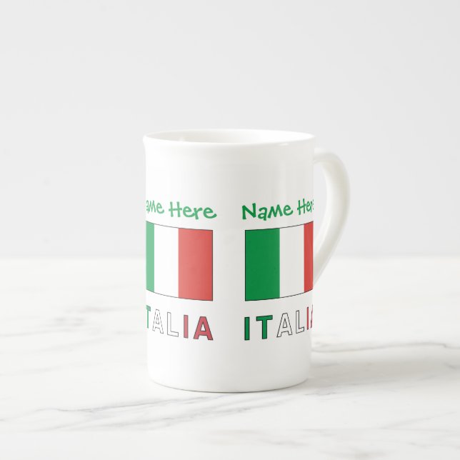 Italia e Bandiera Italiana Grüne Personalisierung Prozellantasse (Vorderseite Rechts)