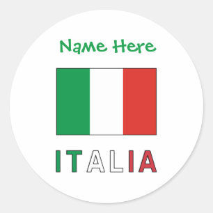 Italia e Bandiera Italiana Grüne Personalisierung Runder Aufkleber