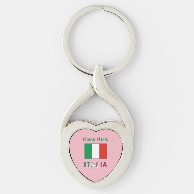 Italia e Bandiera Italiana Grüne Personalisierung Schlüsselanhänger (Vorderseite)