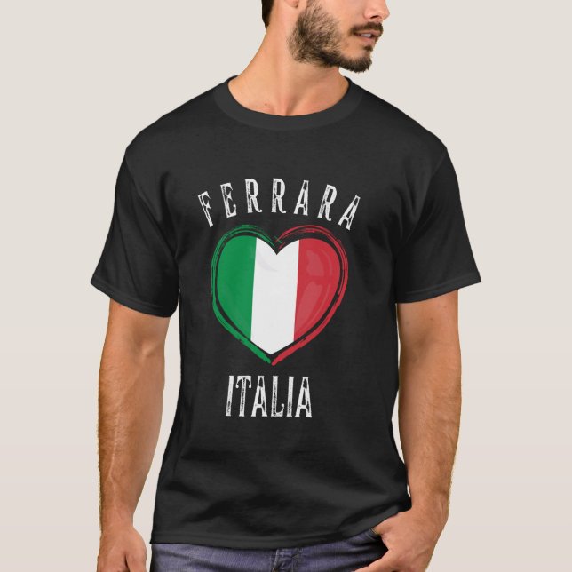 Italia Flag Heart Ferrara City T-Shirt (Vorderseite)